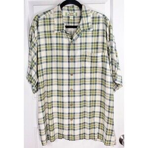 Tommy Bahama Men's Checkered Shirt - Green and Cream